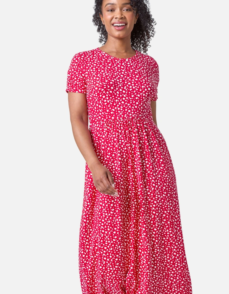 Petite Spot Print Stretch Midi Dress