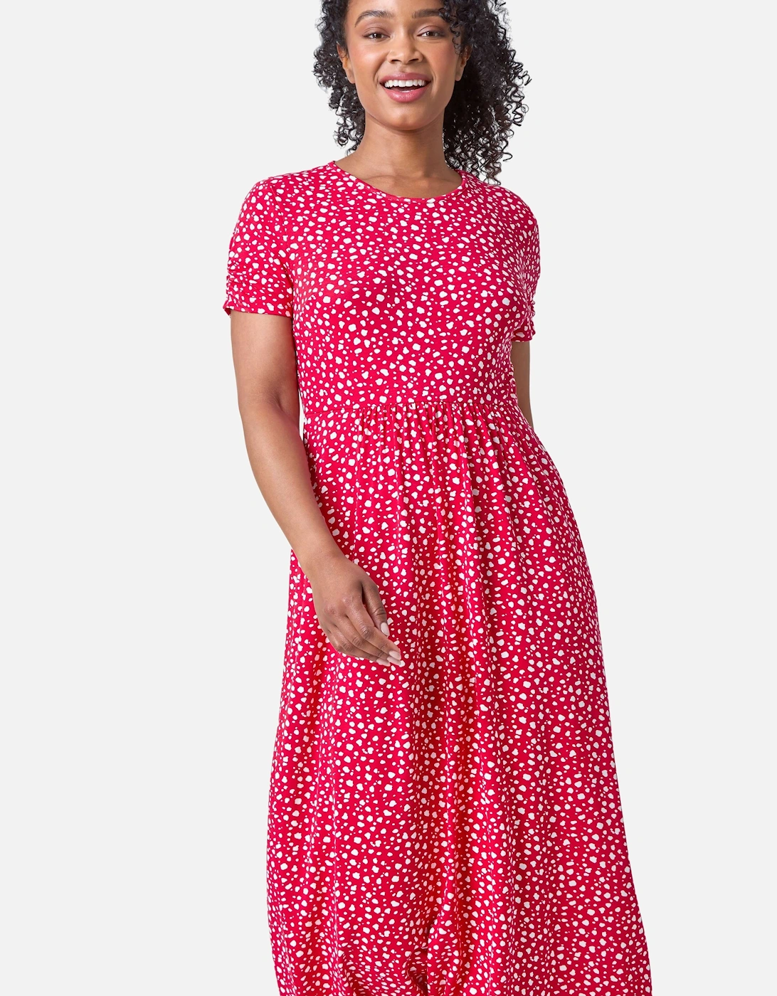 Petite Spot Print Stretch Midi Dress, 2 of 1