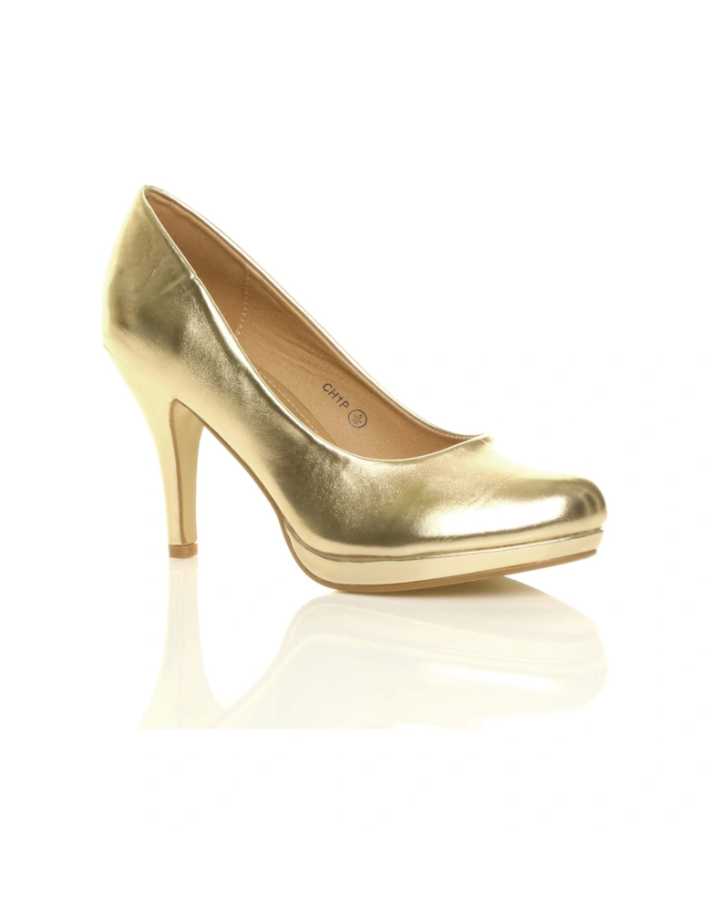 High  Heel  Faux Leather Court Shoes