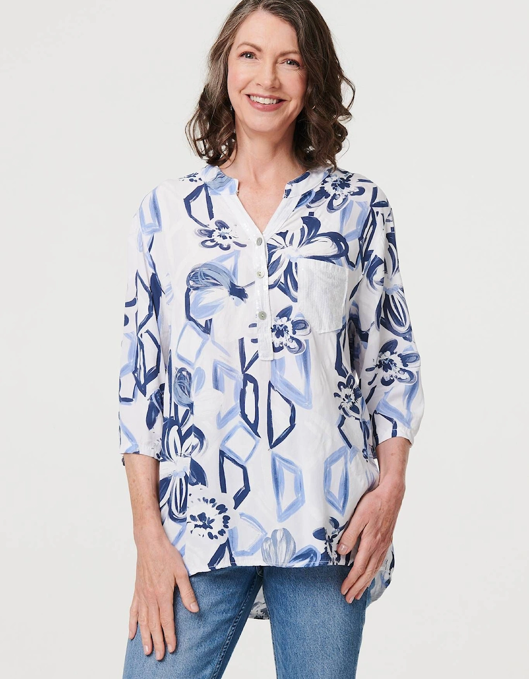 Floral Sequin Embellished Blouse Top, 2 of 1