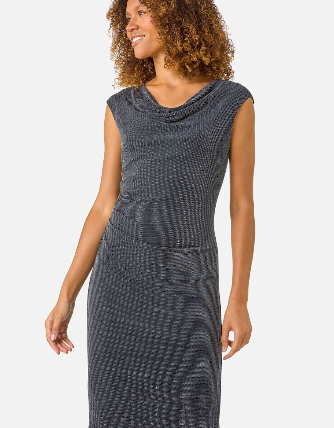 Shimmer Cowl Neck Stretch Dress, 2 of 1