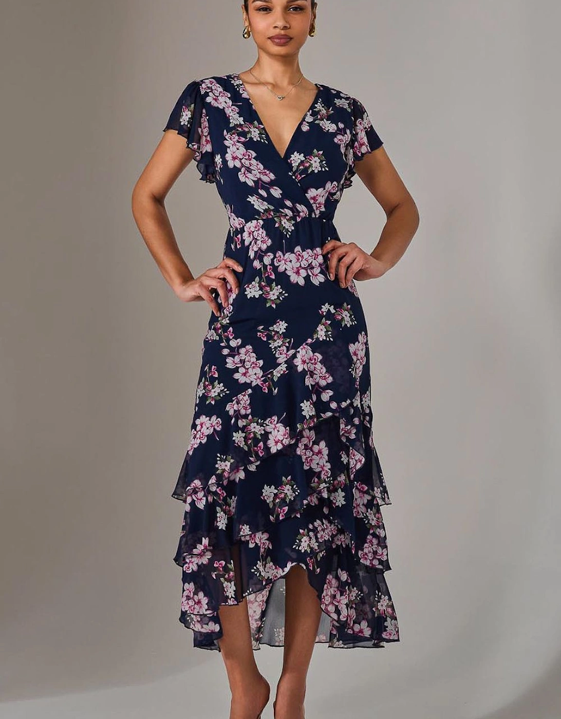 Printed Wrap Ruffle Maxi Dress, 2 of 1