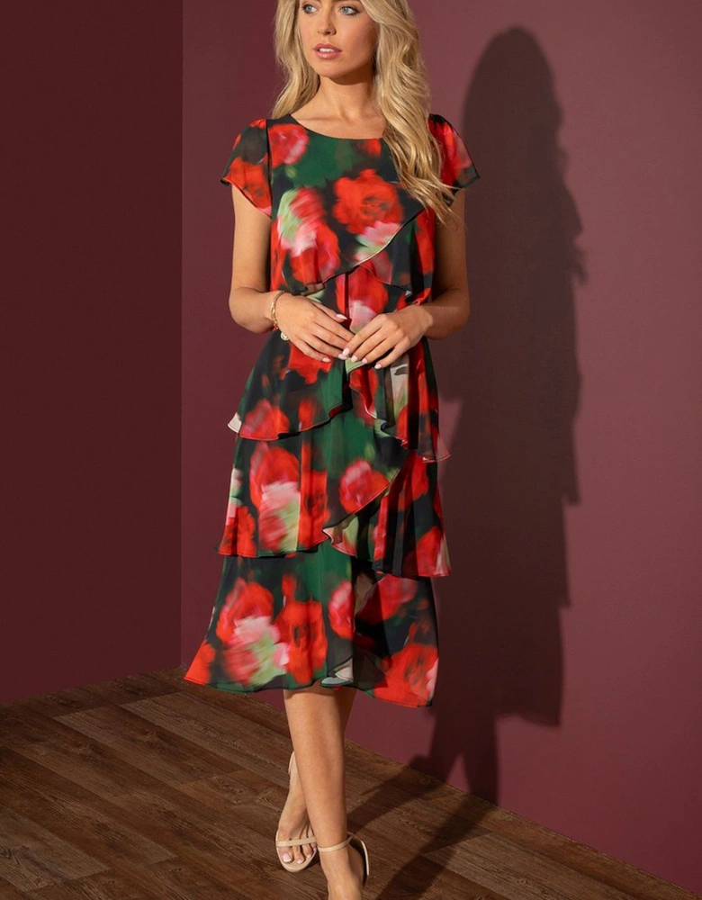 Printed Layered Chiffon Dress