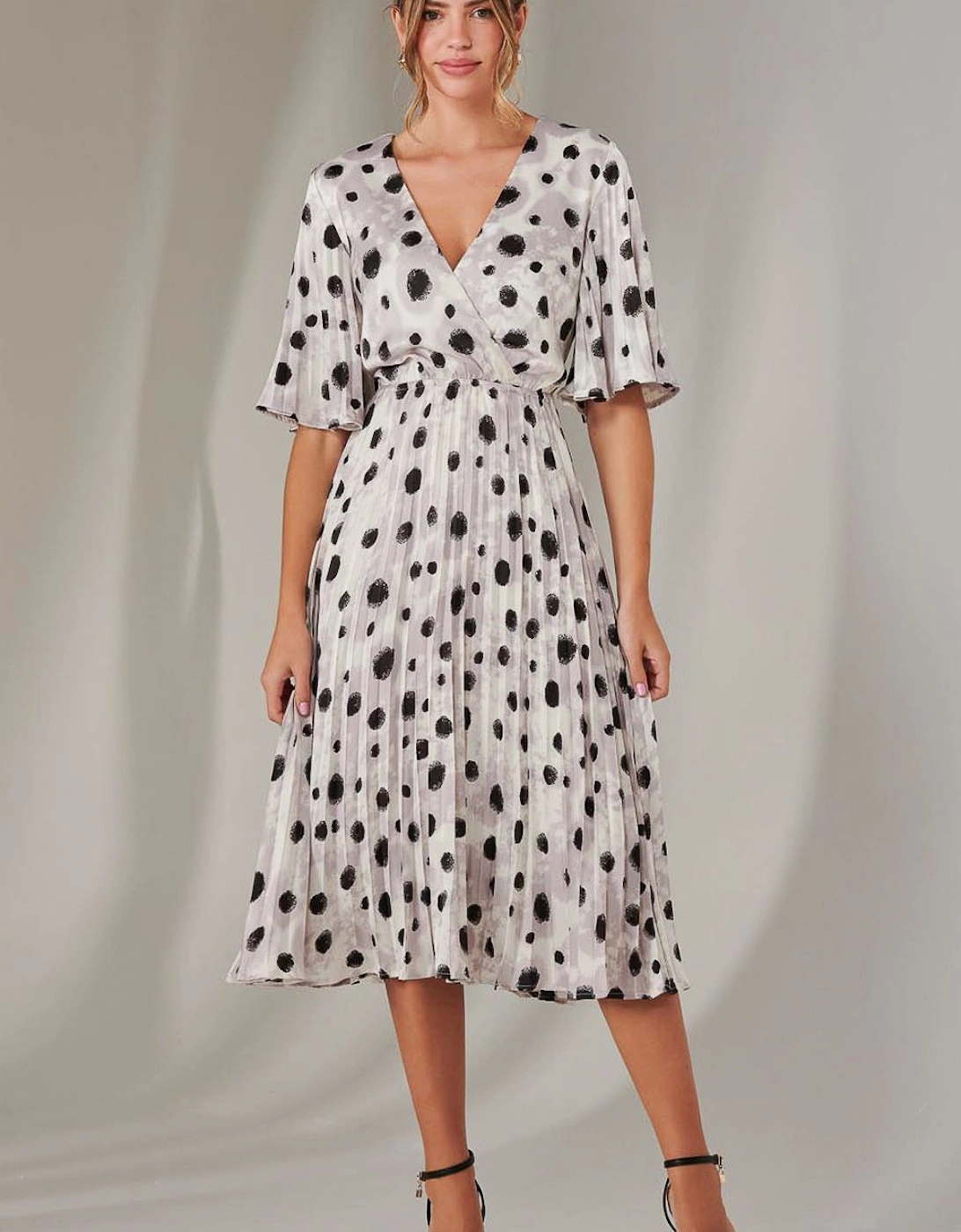 Pleated Wrap Midi Dress, 2 of 1