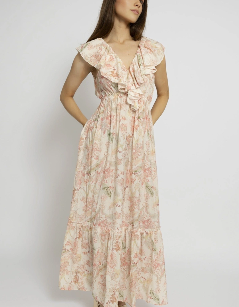 Romantic Floral Ruffle Maxi Dress