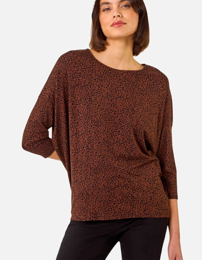 Animal Print Drop Shoulder Top