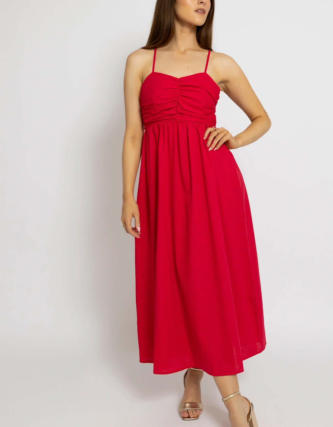 Tie-Back Midi Dress With Ruched Bust, 2 of 1