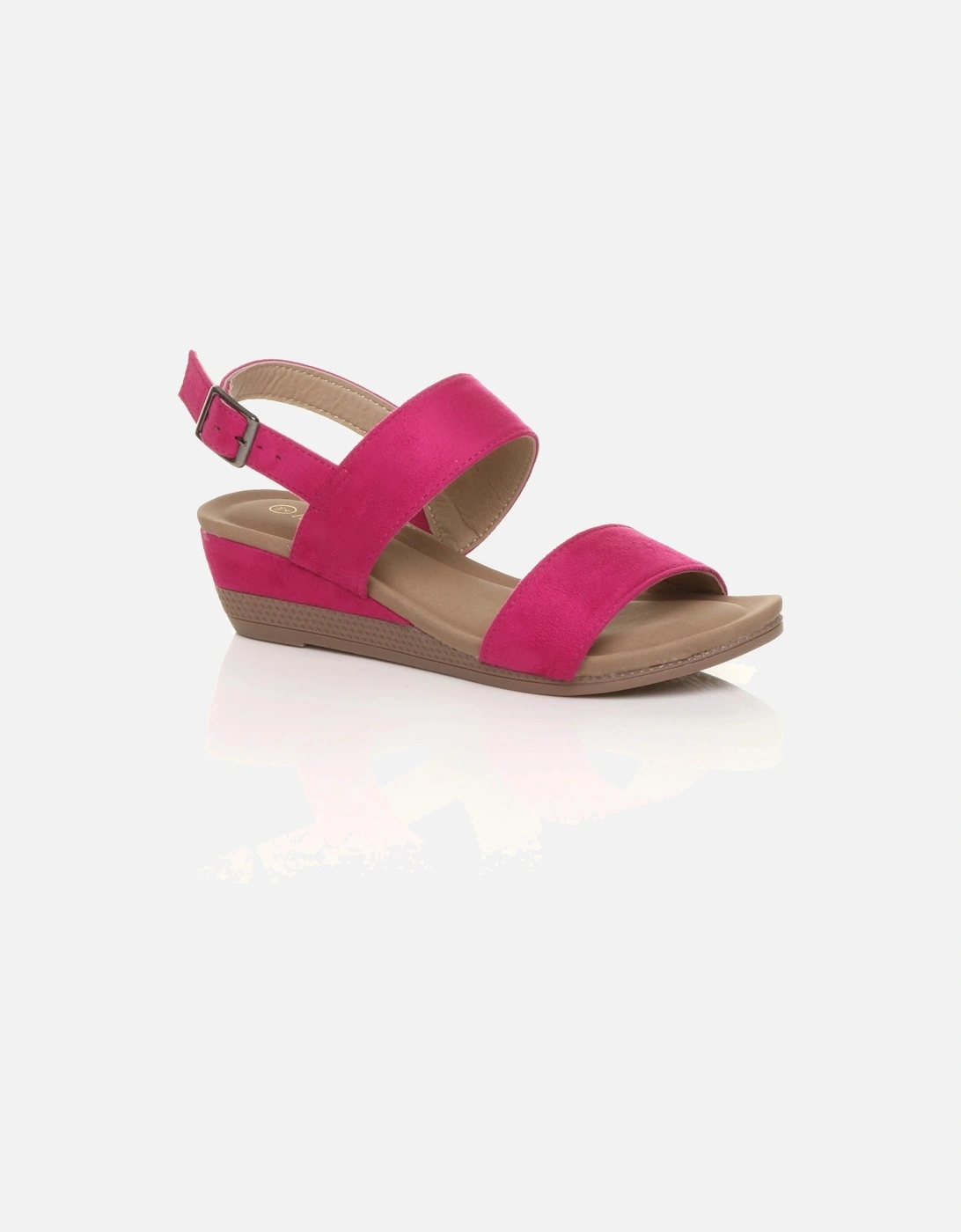 Low  Heel Strappy Slingback Faux Suede Wedges, 2 of 1