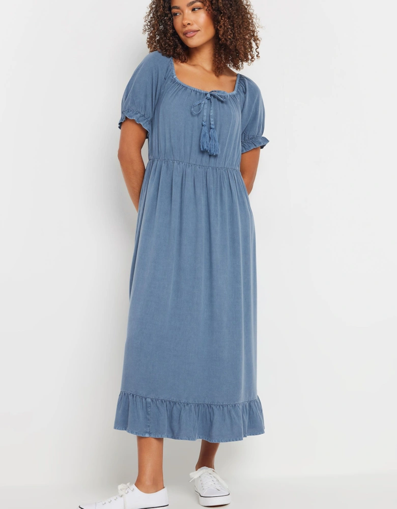 Acid Wash Tassel Detail Dress