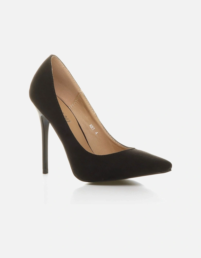 High Stiletto Heel  Faux Suede Court Shoes