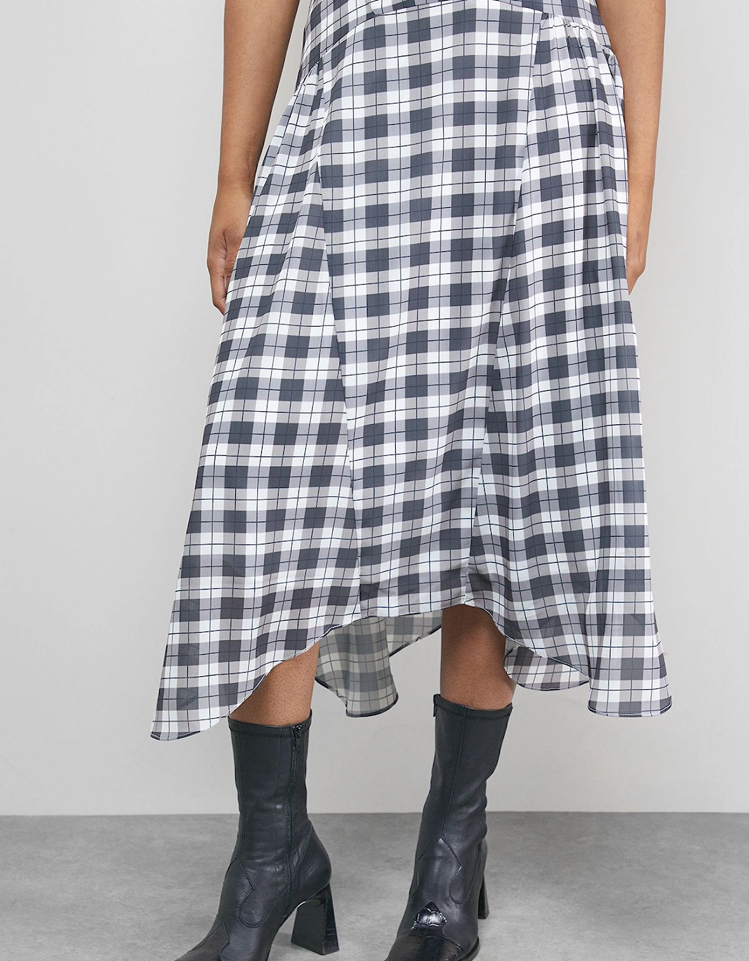 Tony Check Chiffon Asymmetric Midi Skirt, 2 of 1