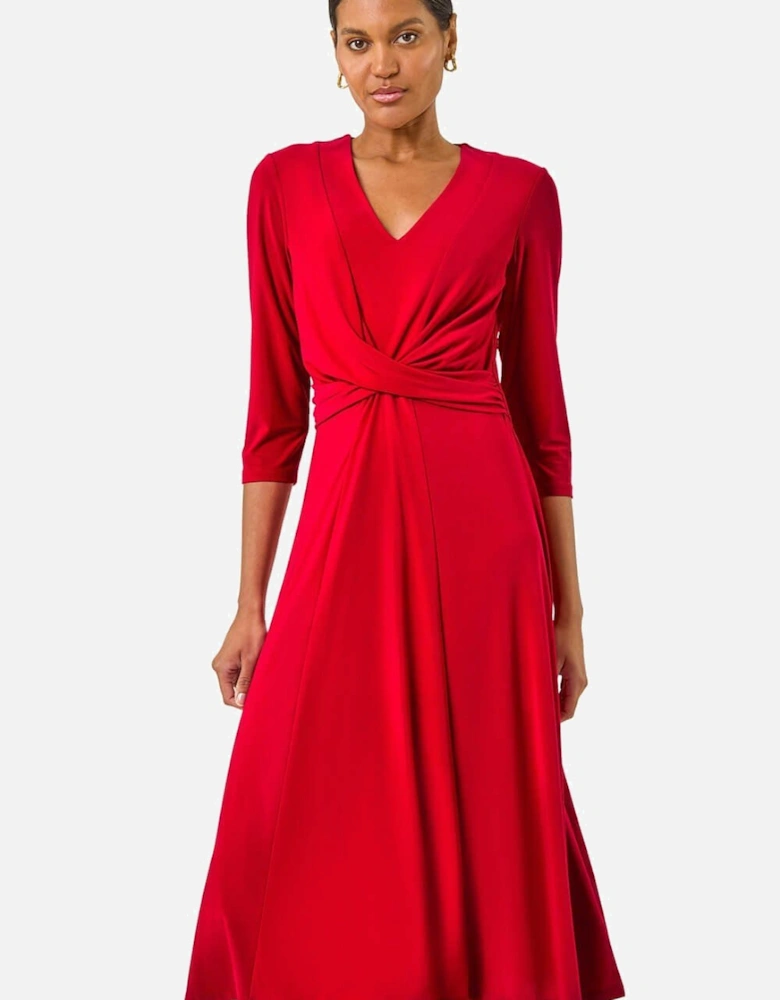 Stretch Crossover Midi Dress
