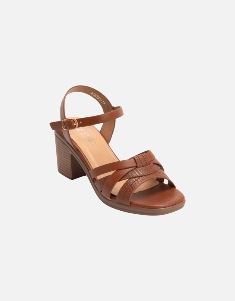 Block Heel Sandals Comfortable Mid Heel Strappy Summer Shoes with Ankle Buckle