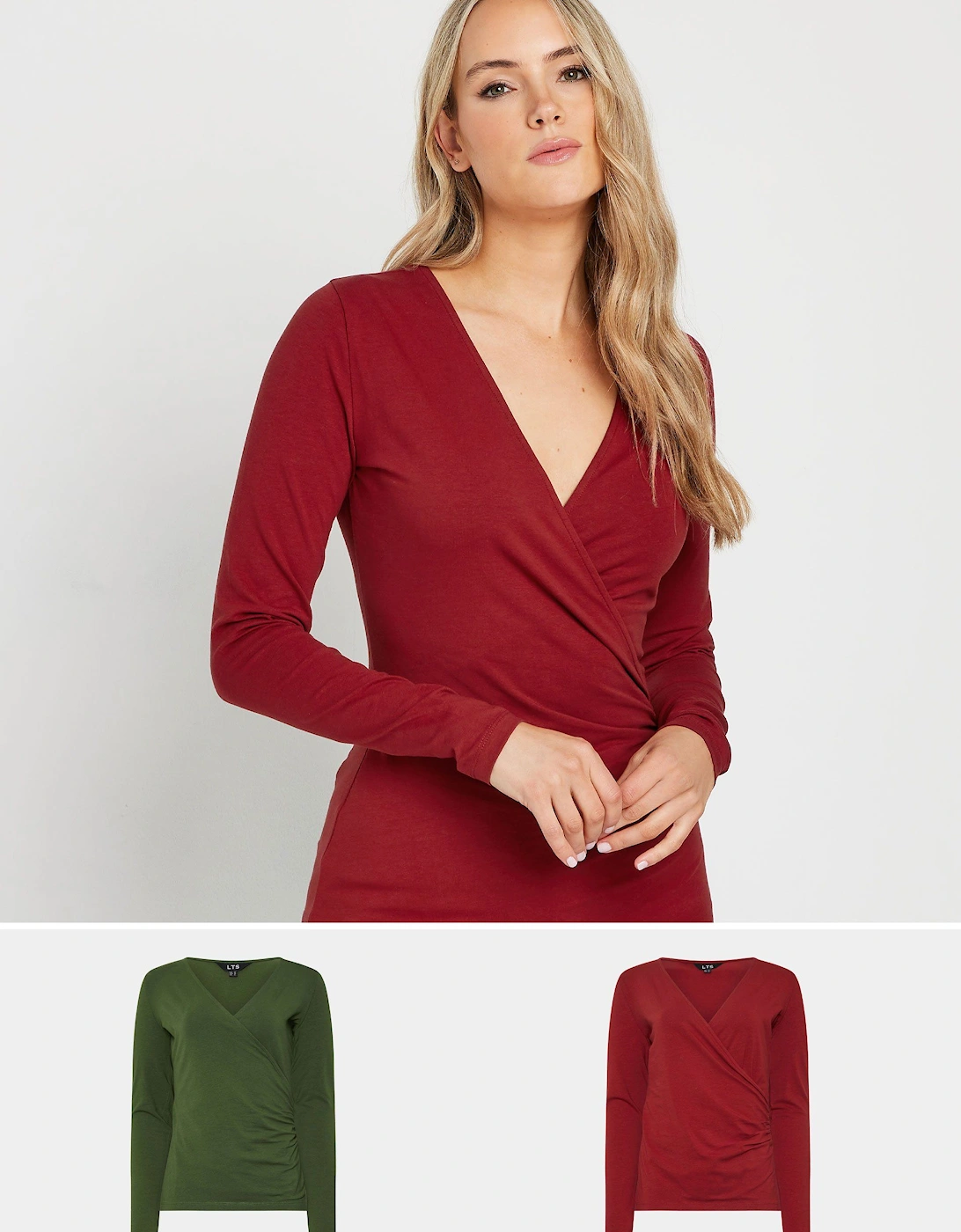 Tall 2 Pack Wrap Tops, 2 of 1
