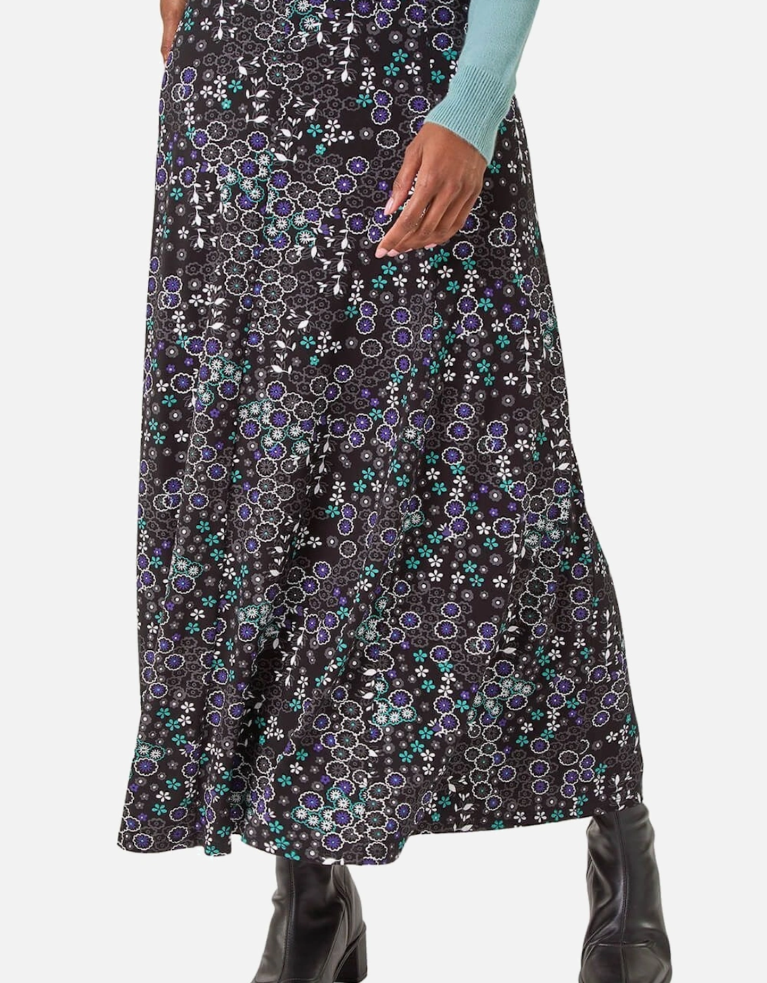 Ditsy Floral Print Stretch Midi Skirt, 2 of 1