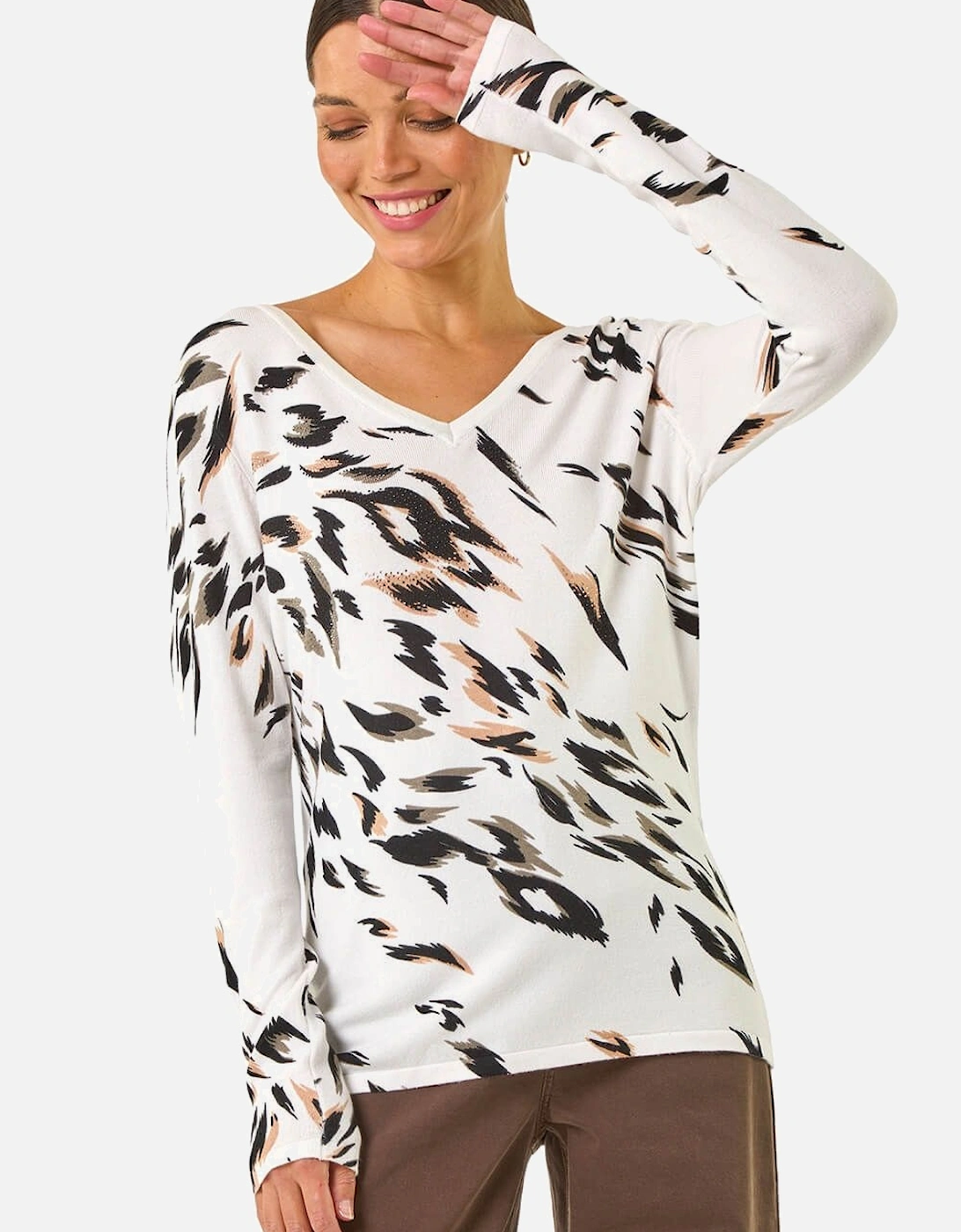 V Neck Print Jumper, 2 of 1