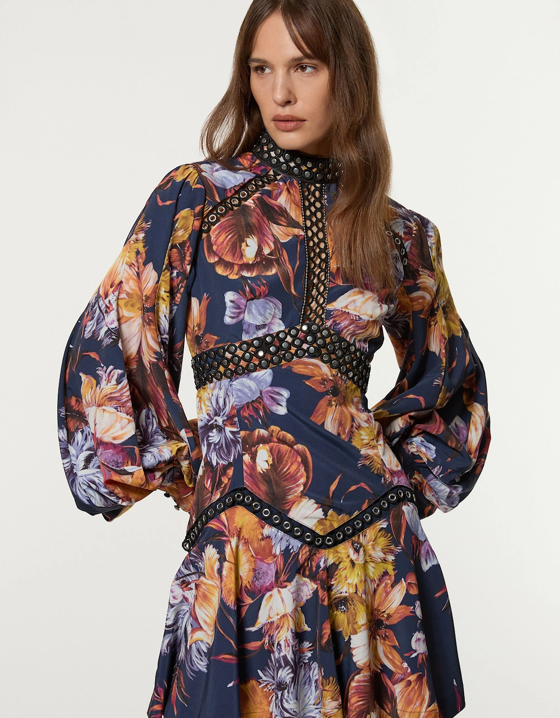 Petite Floral Studded Lace Woven Mini Dress, 2 of 1
