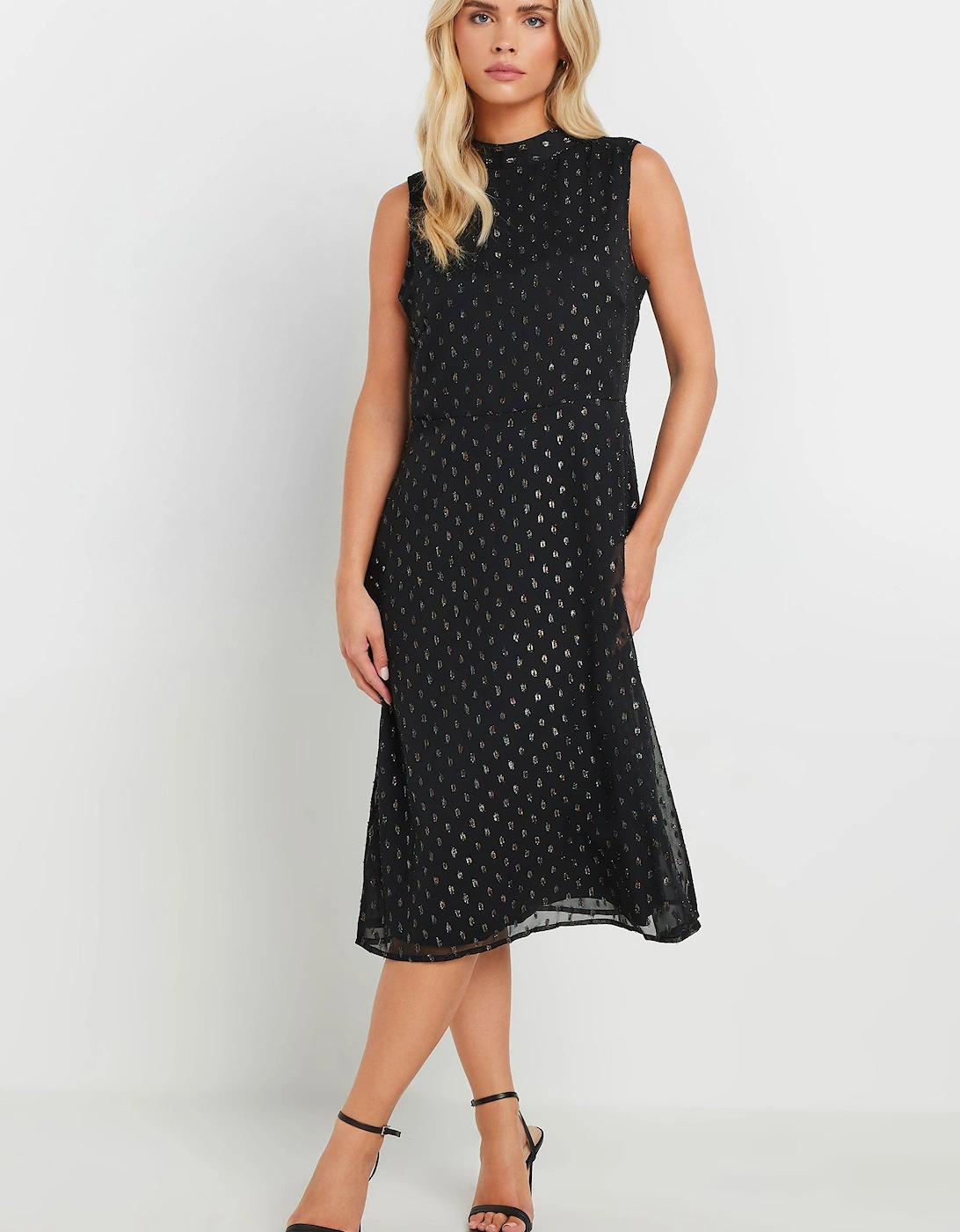 Metallic Detail High Neck Midi Dress, 2 of 1