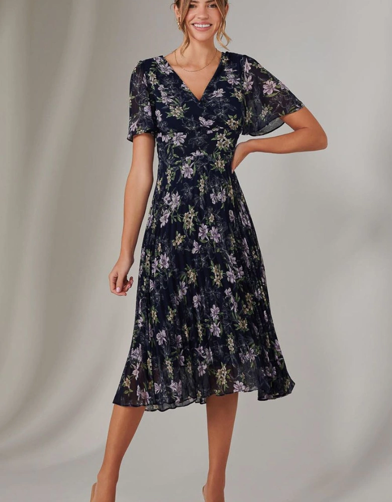 Chiffon Pleated Wrap Midaxi Dress