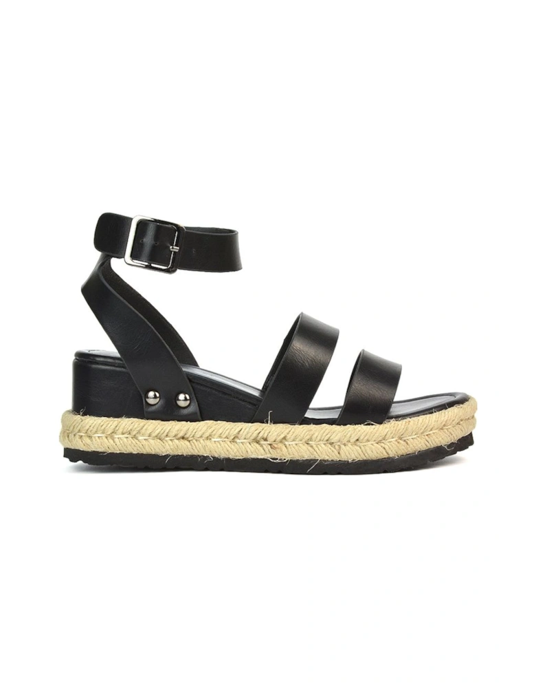 'Brook' Espadrille Platform Wedge Low Heel Sandal Shoes With Ankle Strap
