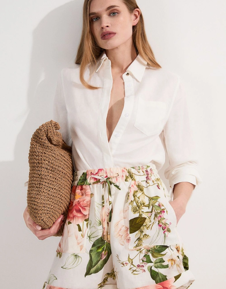 Linen Viscose Floral Woven Short