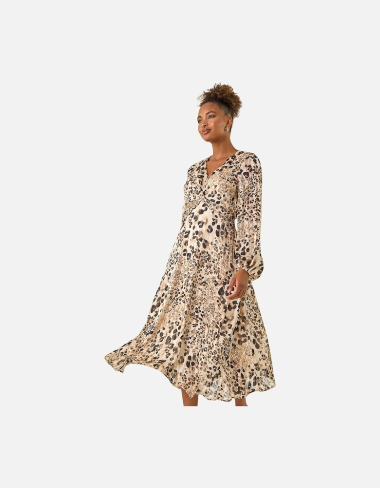 Animal Print Twist Front Dress