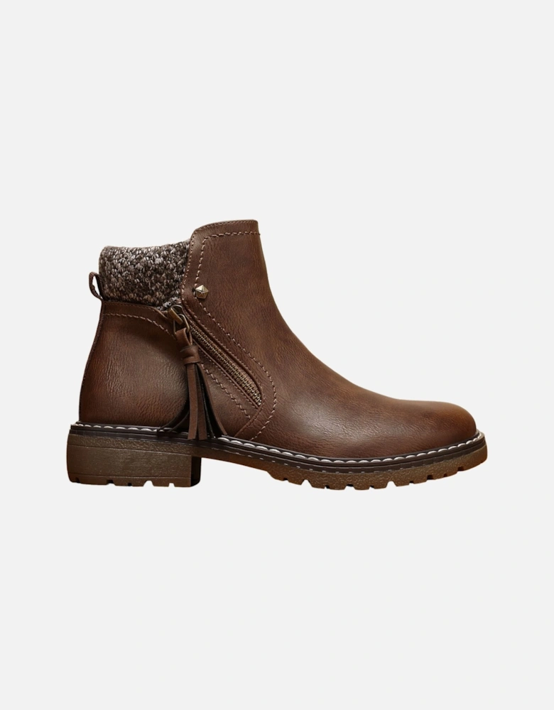 Ankle Boots–Warm Fur Lined Winter Boots With Side Zip Closure