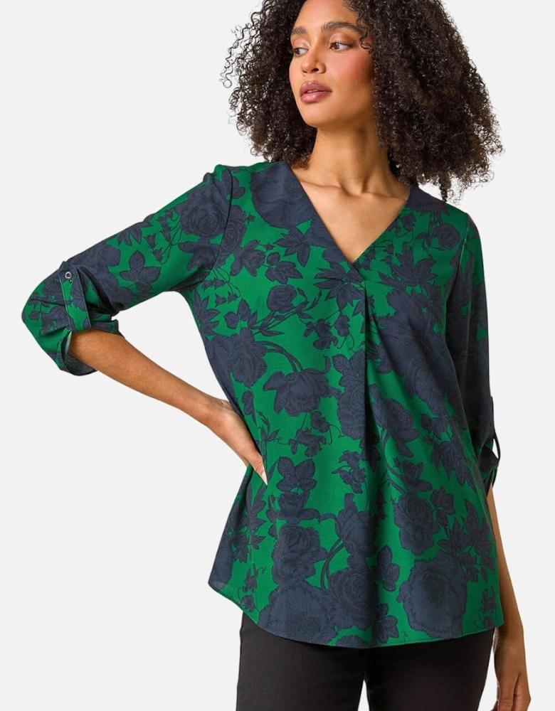 Floral Front Pleat Top