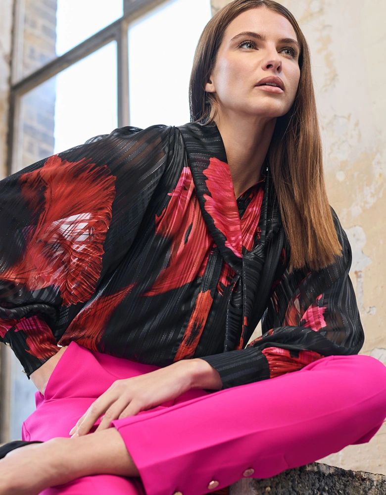 Oriental Floral Print Blouse