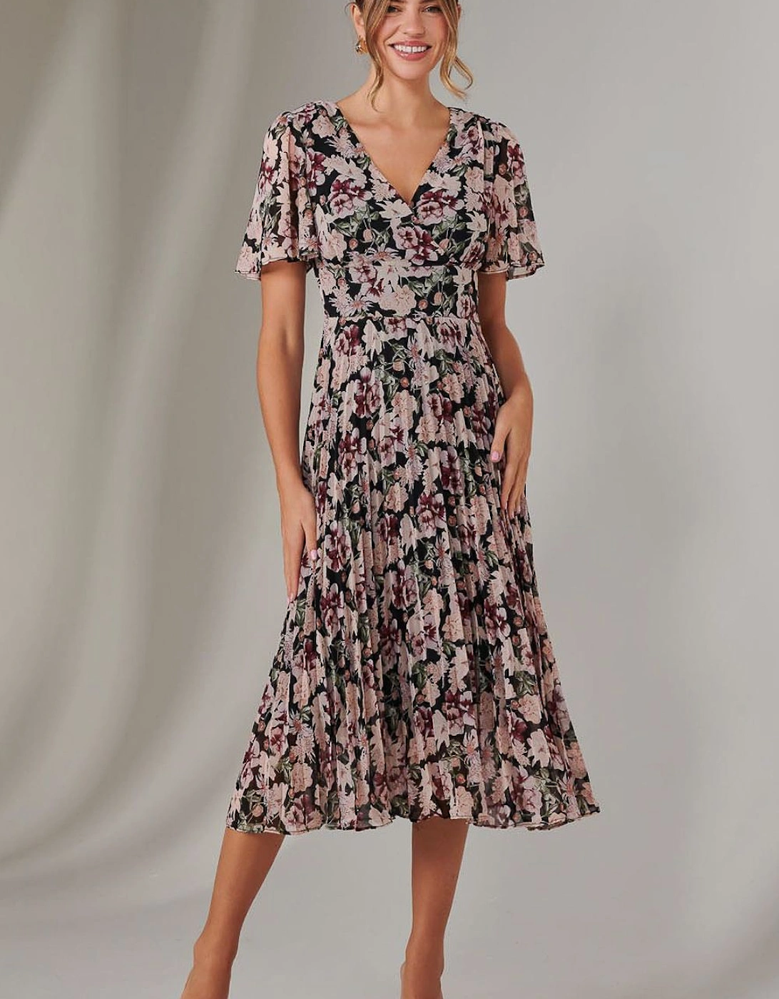 Chiffon Pleated Wrap Midaxi Dress, 2 of 1