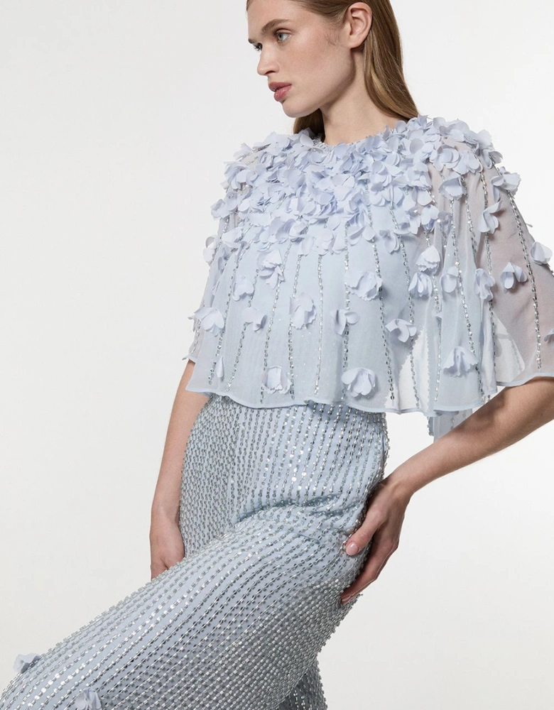 Crystal Applique Angel Sleeve Woven Jumpsuit
