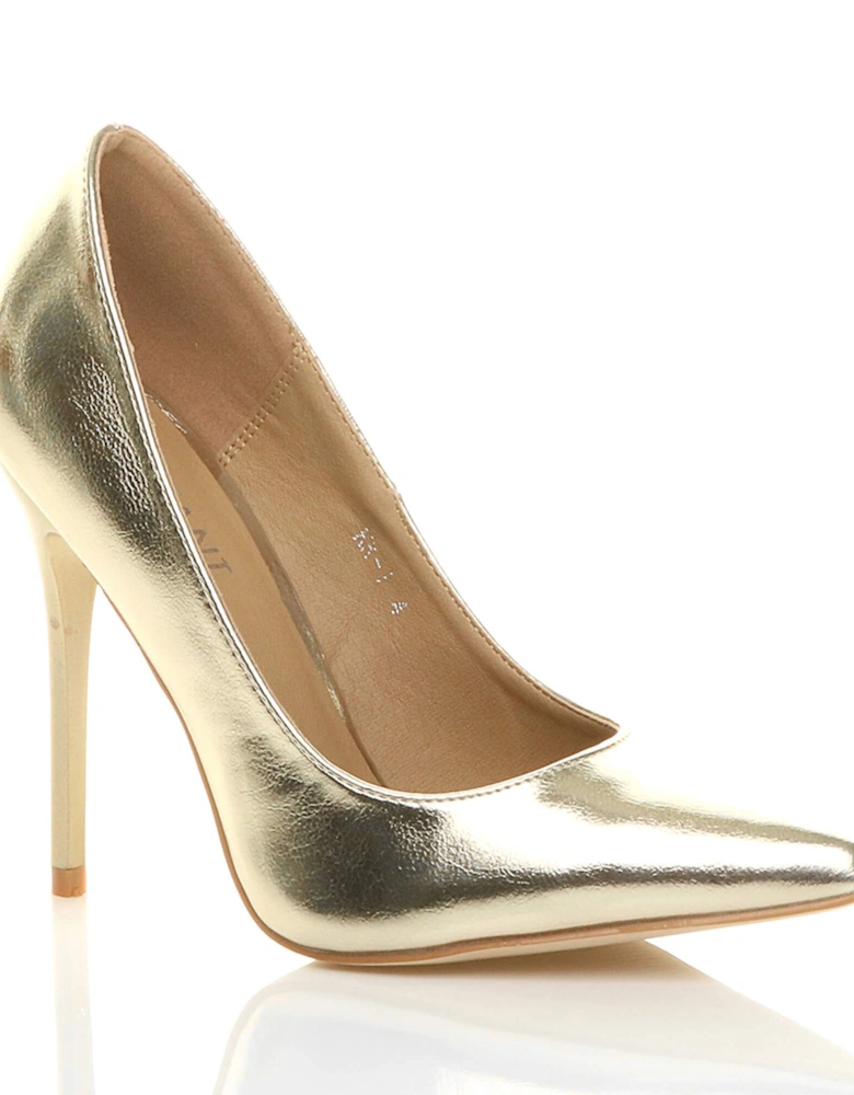 High Stiletto Heel  Faux Leather Court Shoes