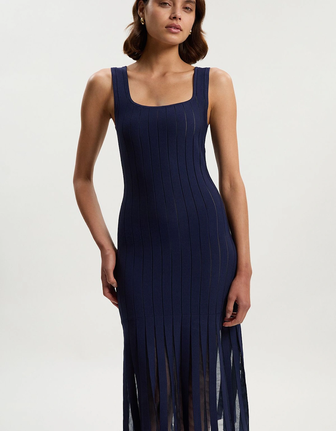 Compact Stretch Square Neck Knitted Flippy Dress, 2 of 1
