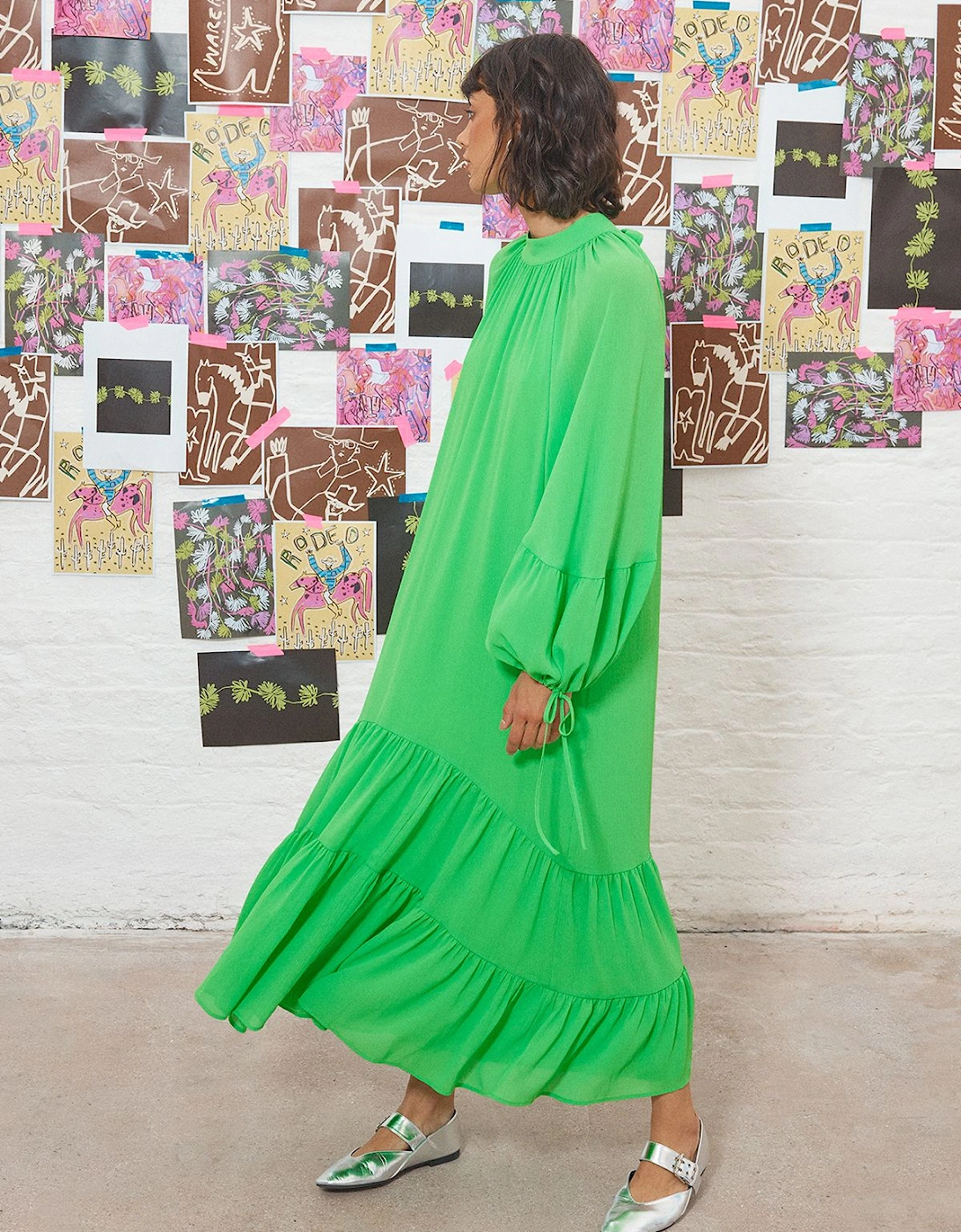Tony Chiffon High Neck Tier Smock Midi Dress, 2 of 1