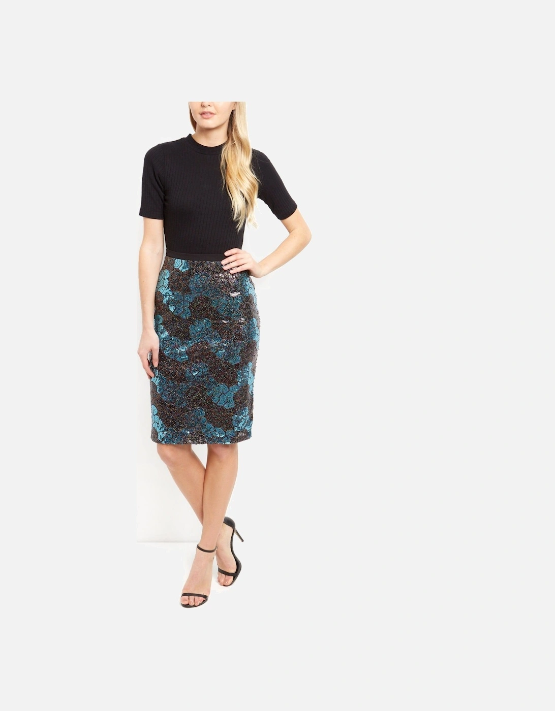 Elegant Embellished Sequin Midi Skirt, 2 of 1