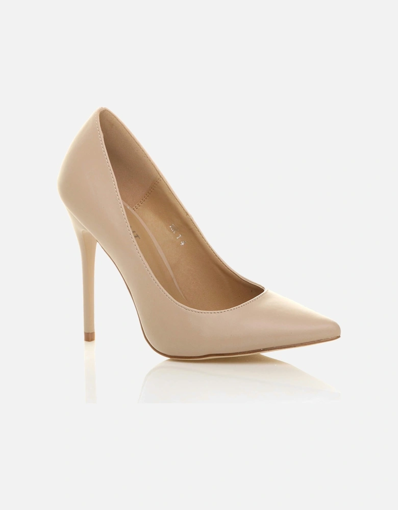 High Stiletto Heel  Faux Leather Court Shoes