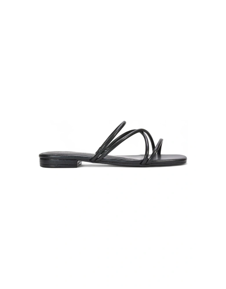'Suzzie' Strappy Flat Slip On Square Toe Slider Mule Sandals