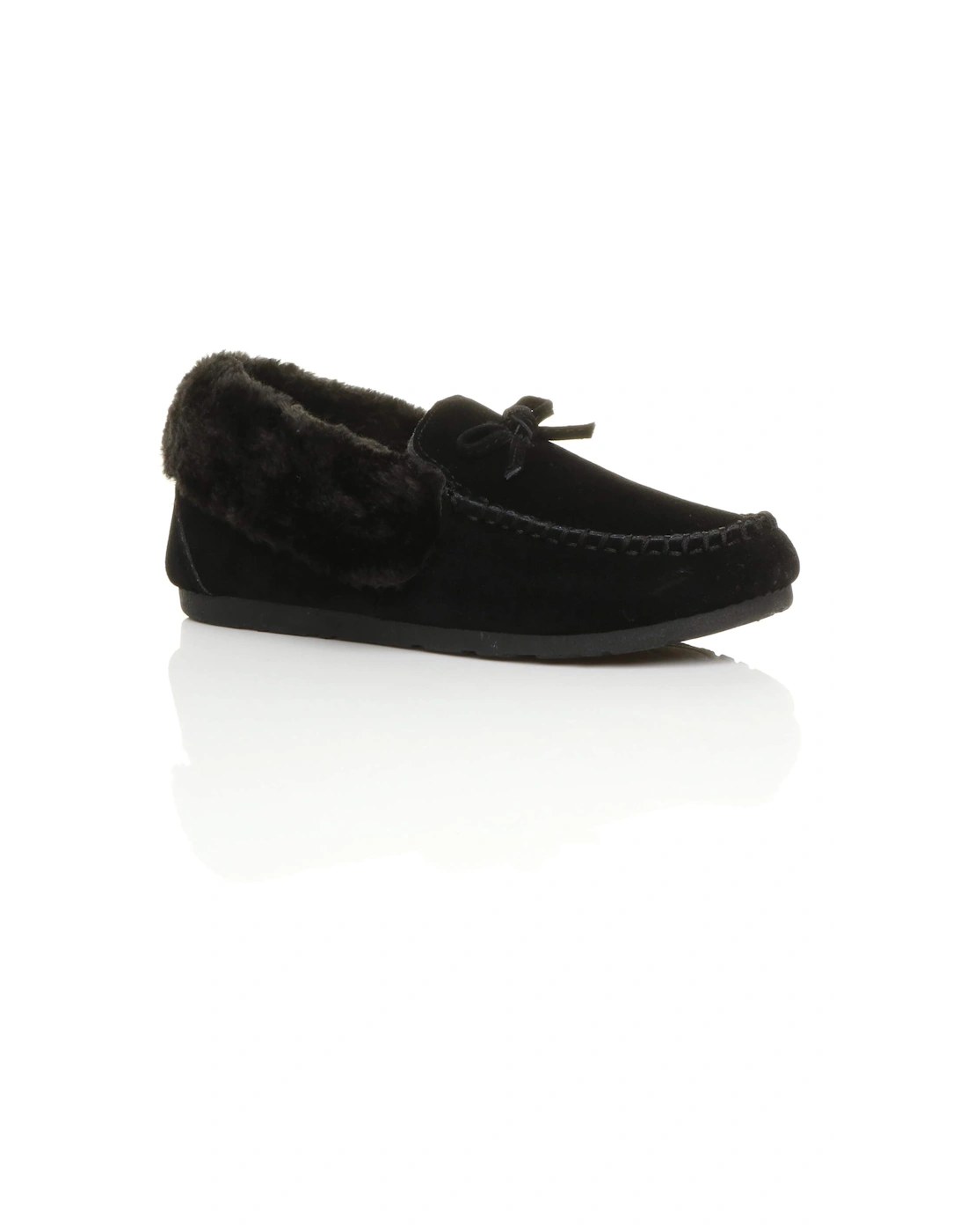 Flat  Heel Faux Fur Collar Moccasin  Slippers, 2 of 1