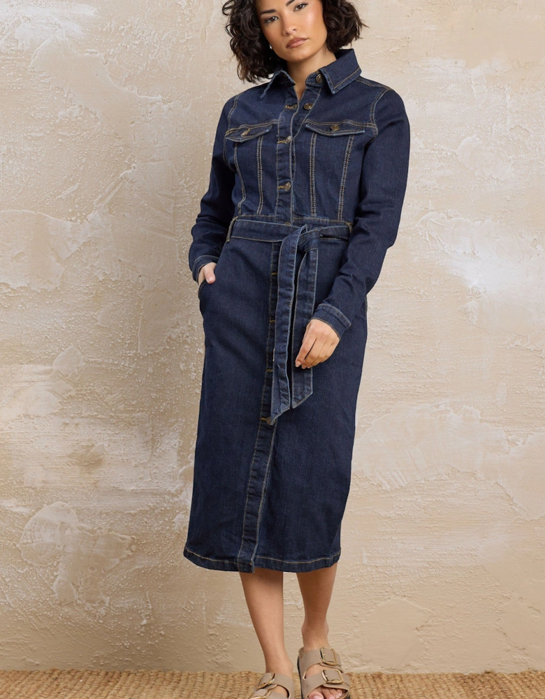Petite Denim Tie Dress