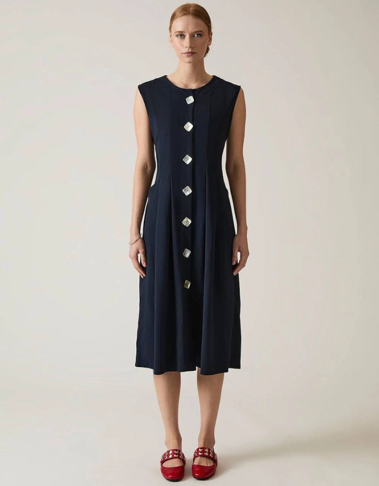 Navy Pocket Midi Dress