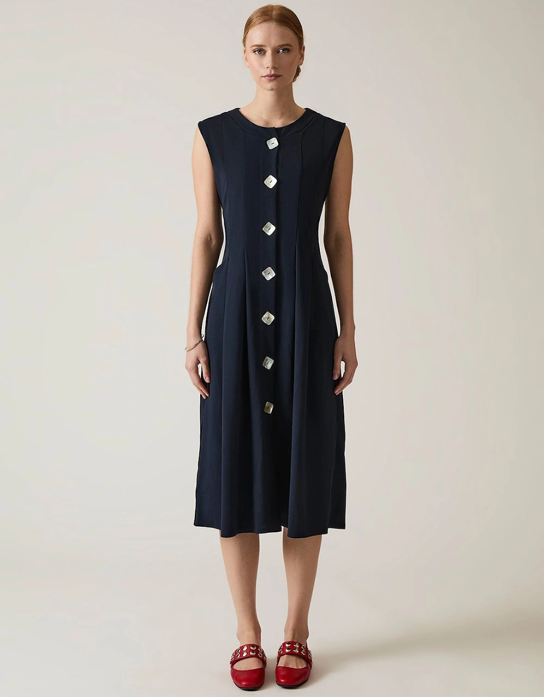 Navy Pocket Midi Dress, 2 of 1