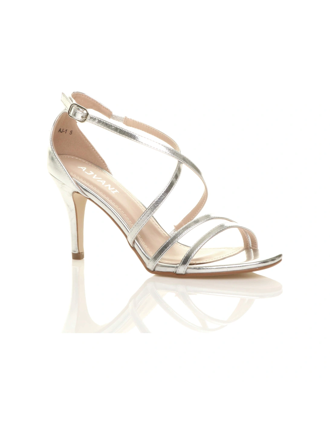 High  Heel Crossed Straps Buckle Faux Leather Heeled Sandals, 2 of 1