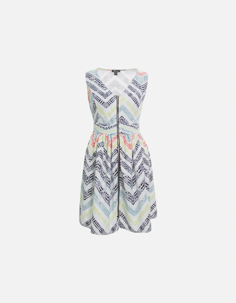 Geometric Print Zipper Front Dress