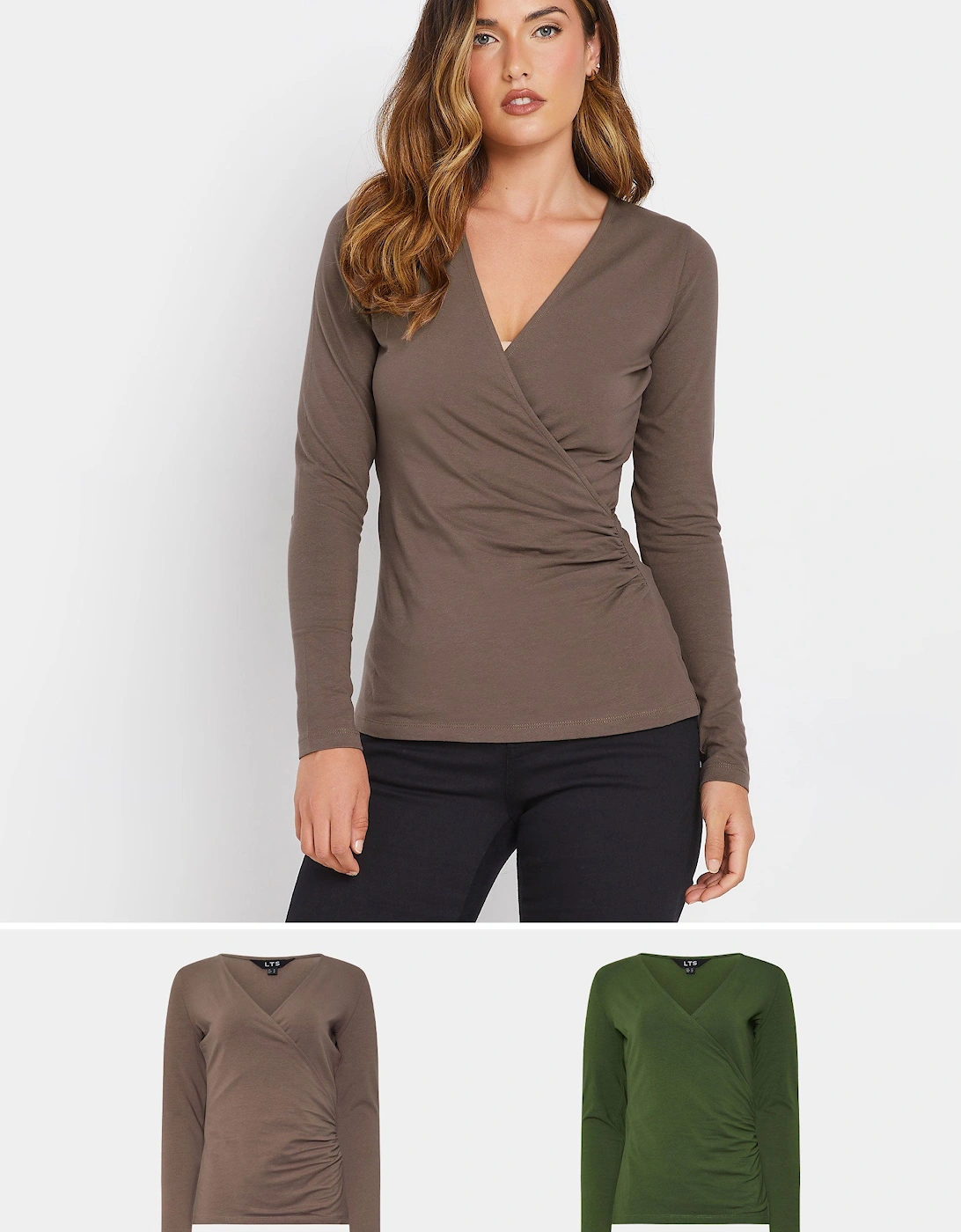 Tall 2 Pack Wrap Tops, 2 of 1