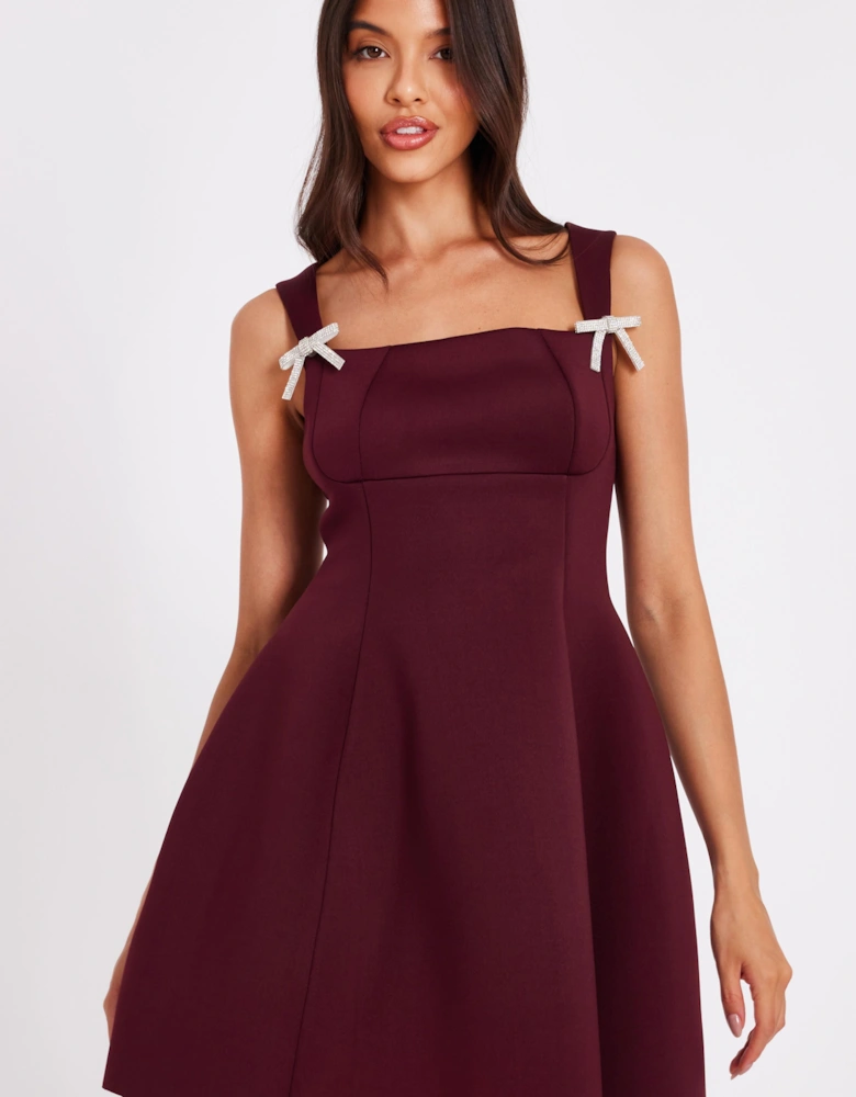 Burgundy A-Line Mini Dress