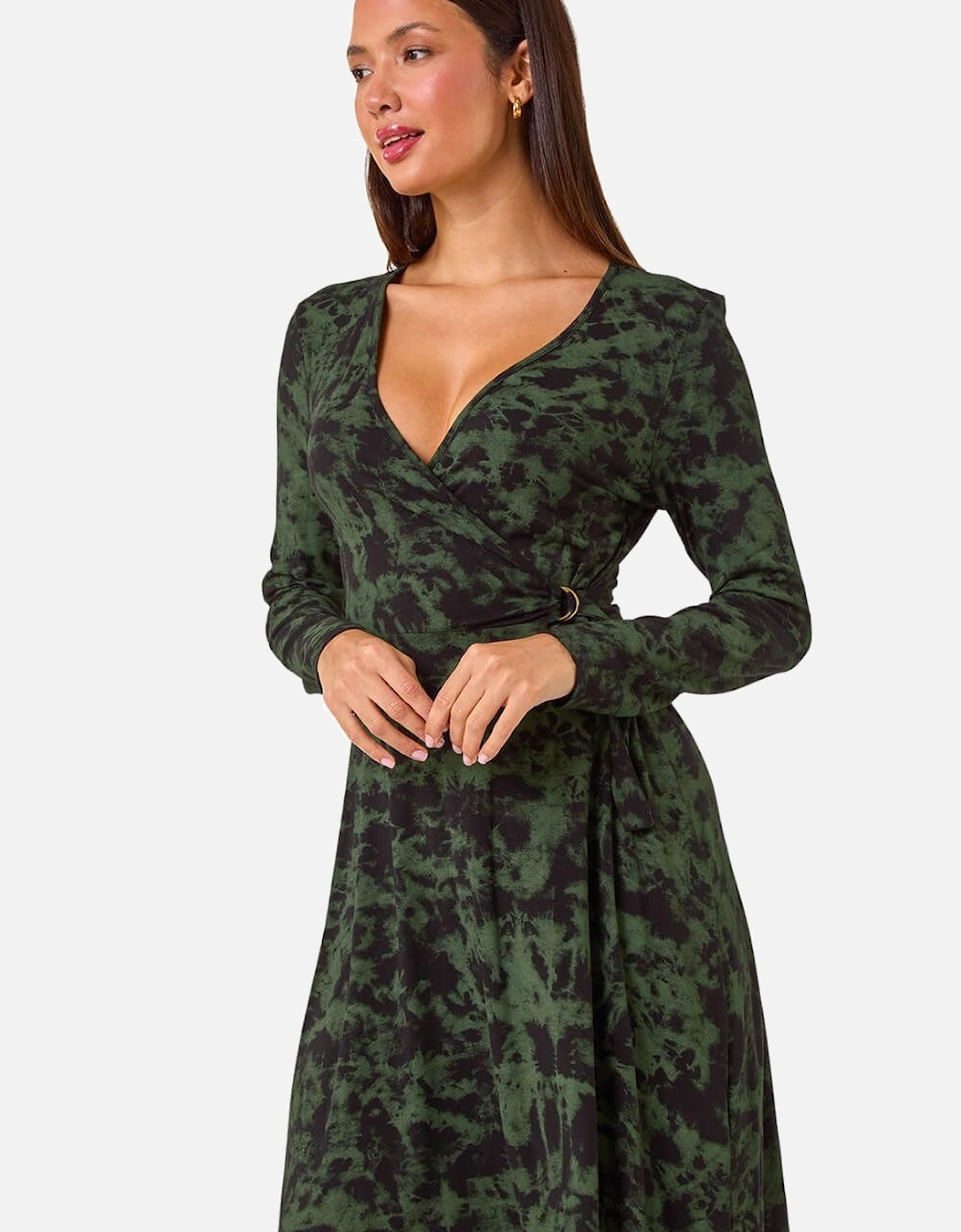 Tie Dye Wrap Detail Stretch Dress, 2 of 1