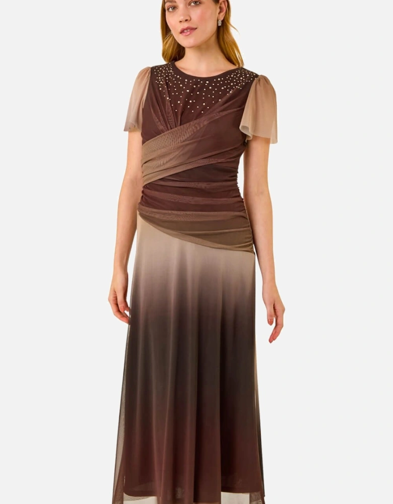 Hotfix Ombre Mesh Midi Dress