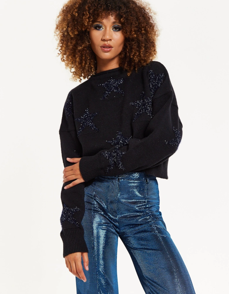Sparkle Star Jumper in Black