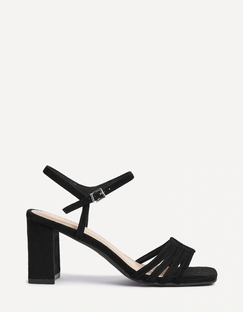 Annie Black Faux Suede Strappy Block Heel