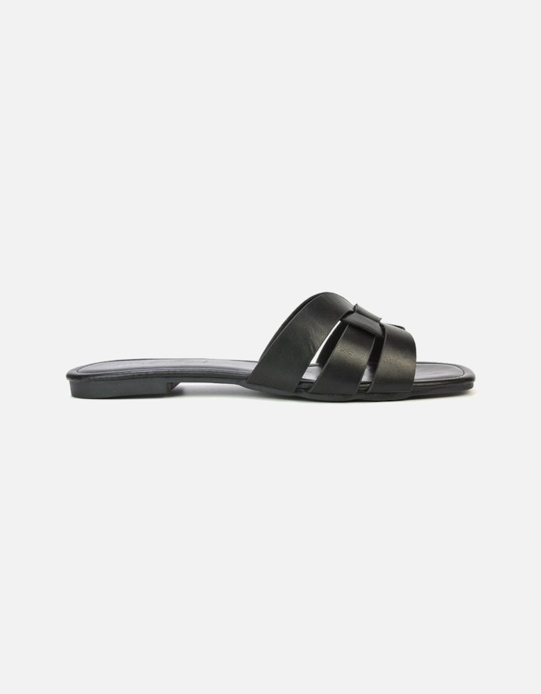 'Luci' Square Toe Slip On Strappy Flat Sandals